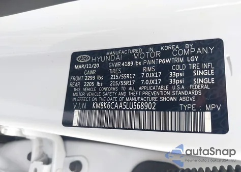 2020 Hyundai Kona Sel Plus from USA, damaged, VIN KM8K6CAA5LU568902